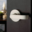 2.53" x 1.82" Contemporary Half Dummy Lever with Left Handling in Satin Nickel