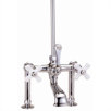 Rim Mount Volume Control Tub Faucet with Porcelain Cross Handles