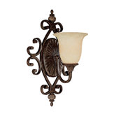 Manchester One Light Wall Sconce with Rust Scavo Glass in Chesterfield Brown