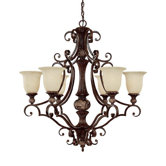 Manchester 6 Light Chandelier with Scavo Glass