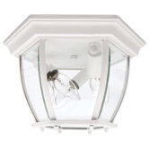 Three Light Outdoor Flush Mount in White