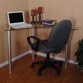 Corner Computer Desk with Glass Top