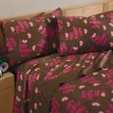 Night Life 300 Thread Count Sheet Set in Brown and Pink