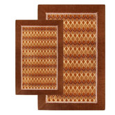 Alabama Jacquard Piece Accent Brown/Red Rug Set