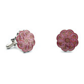 Linked Circles Cufflinks in Red / Pink