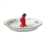 Winterberry Pie Plate with Cardinal Pie Bird