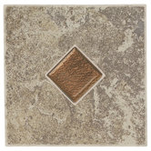 Castle De Verre 6 1/2" x 6 1/2" Decorative Accent Tile in Grey Stone
