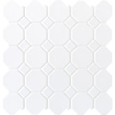 Octagon and Dot 12" x 12" Mosaic in Matte White with Matte White Dot