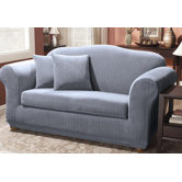Stretch Pinstripe Two Piece Sofa Slipcover
