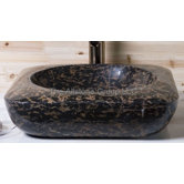 Rectangular Vessel Sink with Round Bowl in New Leopard Marble