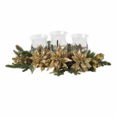 Golden Poinsettia Triple Candelabrum
