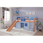 Hochbett "Top" mit Textilset - Blau / Delfin