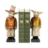 Two Piece Chef Pig Bookend Set