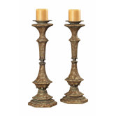 Belgian Carved Resin Candlestick (Set of 2)