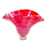 Hand Blown Frosted Glass Vase in Red
