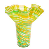 Hand Blown Vase in Green and Yellow
