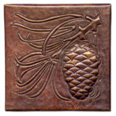 Pine Cone Large 4" x 4" Copper Tile