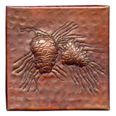Pine Cone Small 4" x 4" Copper Tile
