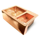 36" x 22" x 10" 60/40 Double Bowl  Copper Farmhouse Kitchen Sink