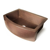 33" x 24" x 10" Single Bowl Curved Front Copper Farmhouse Kitchen Sink