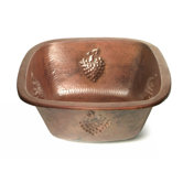 Square Copper Bar Sink with Grape Relief