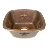 Square Texas Star Embossed Copper Prep Sink