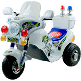 Battery Operated Police Motorcycle in White