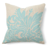 Illusion Flora Pillow in Turquoise Embroidered