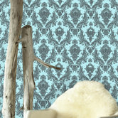 Damsel Temporary Wallpaper in Aqua Grey