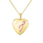 Heart-Shaped Pink Ribbon Locket Necklace