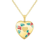 Colored Cherries Heart Locket Necklace