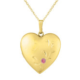 Heart Shaped Locket with Flowers "Love" Necklace