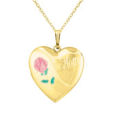 Heart Shaped Locket with Rose "Mom" Necklace
