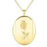 Rose Oval Locket Necklace
