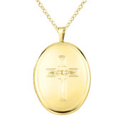 Cross Oval Locket Necklace