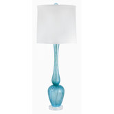 Glass Hand Blown Venetian Table Lamp in Blue