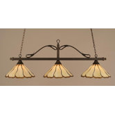 3 Light Wrought Iron Rope Kitchen Island Pendant