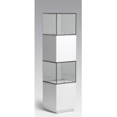 Vitrine links in Wei&szlig; hochglanz / Klar
