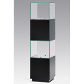 Vitrine links in Schwarz hochglanz / Klar