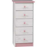 89cm Kommode "Wendy" in White wash / Rosa