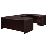 Fairplex Right Bow Front "U" Executive Desk with Corner Credenza