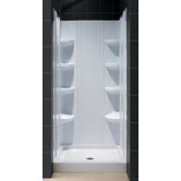Shower Wall Panel and Trio Base with Center Drain