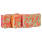 Scrubby Sponge in Pink and Orange with Patterns (Pack of 3)