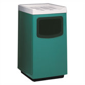 Fiberglass Series 36 Gallon Square Food Court Receptacle with Doors on Trash Opening and Side