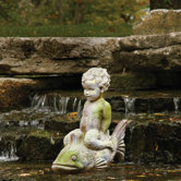 Animals Boy on Fish Garden Statue