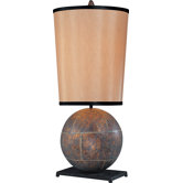 One Light Sphere Table Lamp in Brass and Tan
