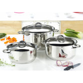 3 Piece Classic Casserole Set in Stainless Steel