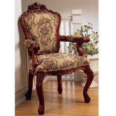 Carved Rocaille Fabric Arm Chair