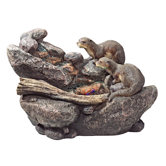 Resin Curious Sea Otters Garden Fountain