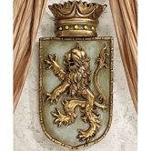 Medieval Rampant Lion Shield Wall Sculpture